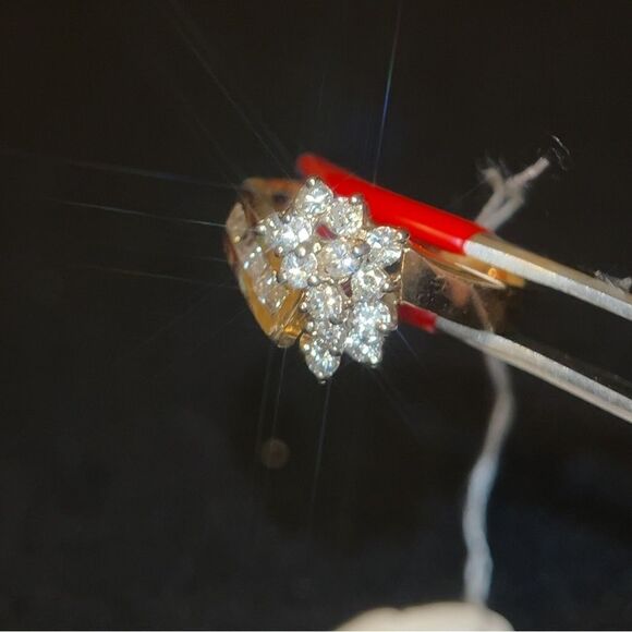 14k Diamond Cluster Ring - Picture 3 of 15